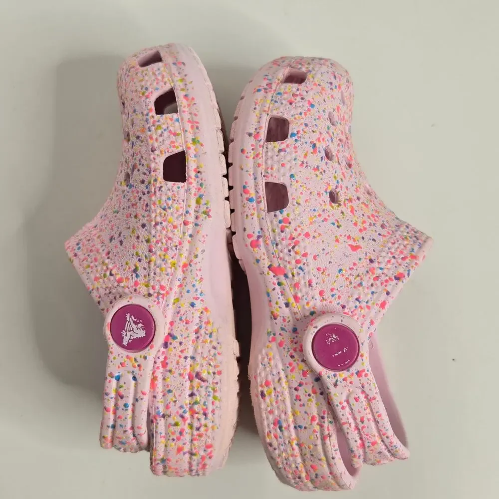 Crocs Toddler Classic Clogs Size 9 Pink Milk Pant Splatter Comfort Casual